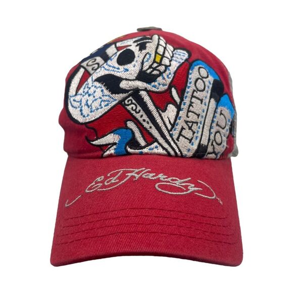Ed Hardy Red Skull Truckers Hat Snapback Vintage